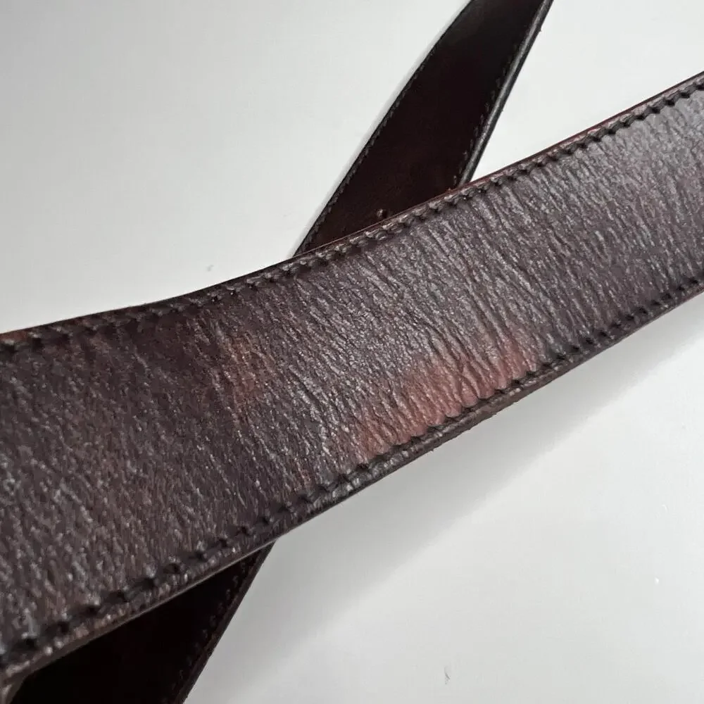 Gucci Men’s Leather Belt‎ Brown GG Silver Buckle 114876 Made in Italy